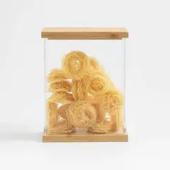 CRATE & BARREL - Contenedor Acrílico con Tapa de Bambú