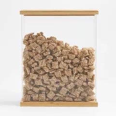 CRATE & BARREL - Contenedor Acrílico con Tapa de Bambú