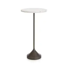 CRATE & BARREL - Mesa Auxiliar Prost de Mármol con Base de Latón