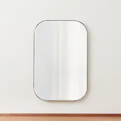 CRATE & BARREL - Espejo de Pared Rectangular con Bordes Redondeados Edge de Niquel Cepillado