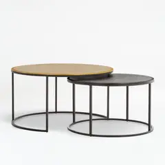 CRATE & BARREL - Set de 2 Mesas de Centro Anidadas Knurl
