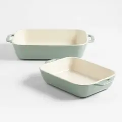 CRATE & BARREL - Set De 2 Fuentes Para Hornear De Cerámica Verde Staub®