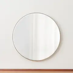 CRATE & BARREL - Espejo de Pared Redondo Edge Gunmetal 76cm