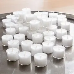 CRATE & BARREL - Juego de 50 Tealights (8hrs) Blancas en Copa Transparente