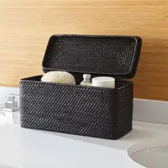 CRATE & BARREL - Organizador Rectangular con Tapa Sedona Negro