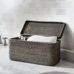 CRATE & BARREL - Caja Rectangular con Tapa Sedona Gris