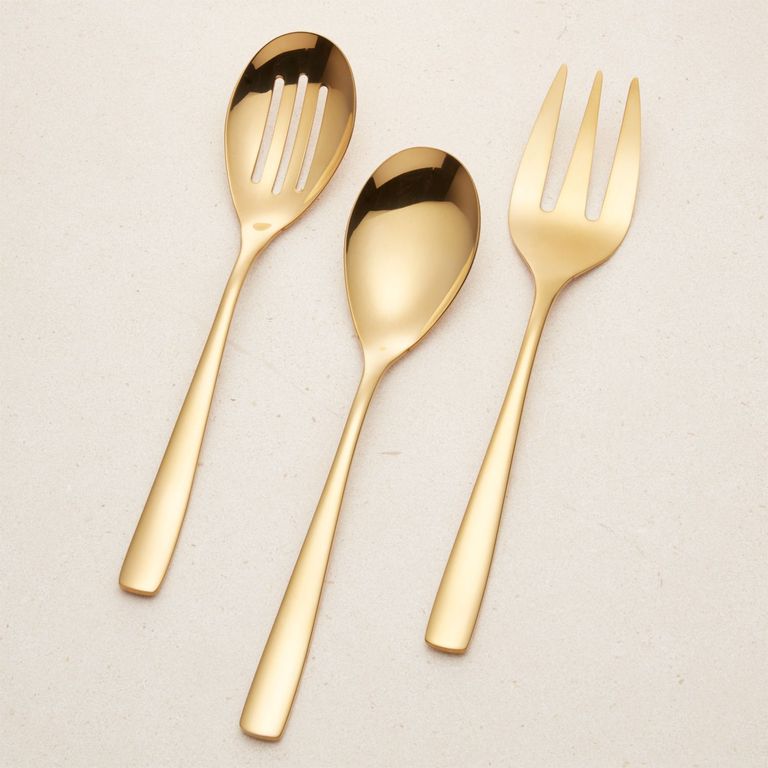 Tenedor para Servir Dorado