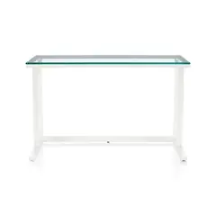 CRATE & BARREL - Escritorio Pilsen Salt de Cristal con Base de Hierro