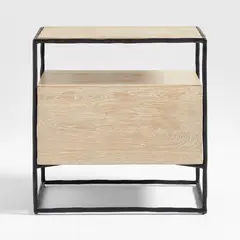CRATE & BARREL - Mesa de Noche Dahlia de Madera de Roble 1 Cajón