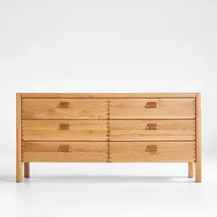 CRATE & BARREL - Cómoda Bremond de Madera de Roble 6 Cajones