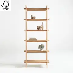 CRATE & BARREL - Librero Elias De Madera Natural 6 Espacios