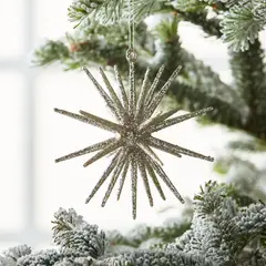 CRATE & BARREL - Colgante Navideño Estrella 3D Escarchada