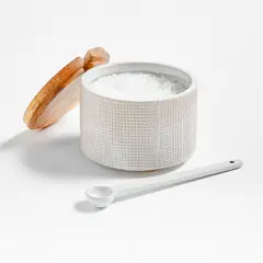 CRATE & BARREL - Salero Ena con Cucharita Blanco