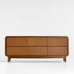 CRATE & BARREL - Cómoda Shinola Runwell de Madera Nogal 6 Cajones