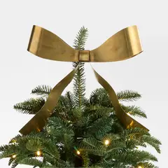 CRATE & BARREL - Topper De Árbol Lazo Dorado Navideño