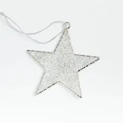CRATE & BARREL - Adorno Navideño de Estrella Silver Tinsel