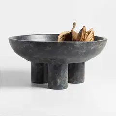CRATE & BARREL - Bowl Para Centro De Mesa De Cerámica Negra De 3 Patas