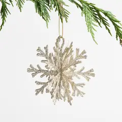CRATE & BARREL - Adorno Navideño Colgante De Copo De Nieve Dorado