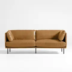 CRATE & BARREL - Sofá Wells De Cuero 3 Cuerpos 213cm