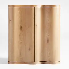 CRATE & BARREL - Bar Winslow de Madera de Roble 2 Puertas