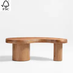 CRATE & BARREL - Mesa de Centro Augie de Madera Oscura de Roble
