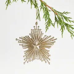 CRATE & BARREL - Adorno Navideño Colgante Starburst Dorado