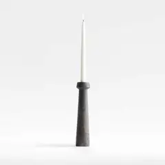 CRATE & BARREL - Portavelas Cónico Grande De Madera Negra Katin 29cm