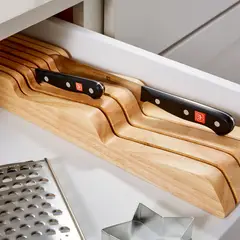 CRATE & BARREL - Bloque de Madera Haya Cuchillos Wüsthof 7 Ranuras