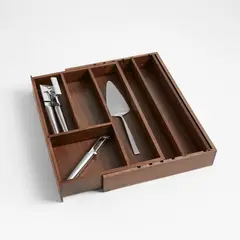 CRATE & BARREL - Bandeja para Utensilios Extendible de Nogal