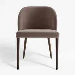 CRATE & BARREL - Silla de Comedor Camille Antracita de Terciopelo con Patas de Madera