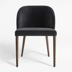 CRATE & BARREL - Silla de Comedor Camille Antracita de Terciopelo con Patas de Madera