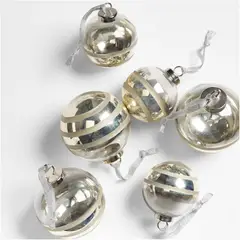 CRATE & BARREL - Set De 6 Bolas Pewter De Árbol Navideño