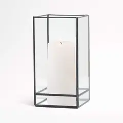 CRATE & BARREL - Portavelas Huracán Cuadrado Jasper Negro 30cm