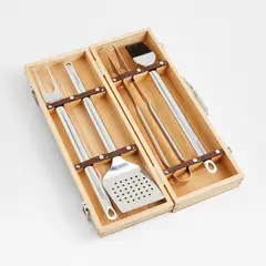CRATE & BARREL - Set de 5 Utensilios para Parrilla de Acero Inoxidable