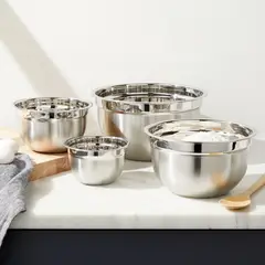 CRATE & BARREL - Set de 4 Bowls de Acero Inoxidable