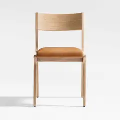 CRATE & BARREL - Silla De Comedor Lakin De Roble Blanco Y Cuero