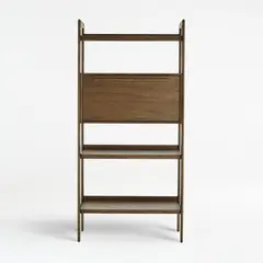 CRATE & BARREL - Bar Tate de Madera Nogal 3 Repisas con 1 Cajón
