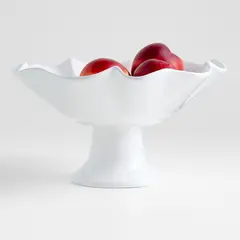 CRATE & BARREL - Bowl Con Pedestal Ruffle Blanco 30.5cm