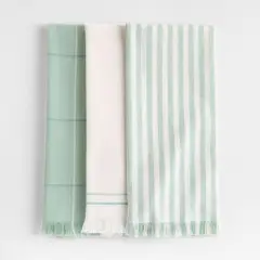 CRATE & BARREL - Set De 3 Paños De Cocina Fringe Dusty