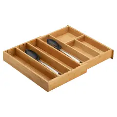 CRATE & BARREL - Bandeja para Utensilios Extendible de Bambú