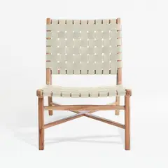 CRATE & BARREL - Butaca Accent de Cuero Taj Blanco 1 Cuerpo