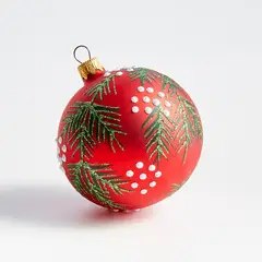 CRATE & BARREL - Adorno Navideño de Bola Pine Bough Red