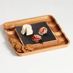 CRATE & BARREL - Tabla De Servir De Pizarra Y Madera