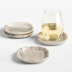 CRATE & BARREL - Set De 4 Posavasos De Marmol Tuscan