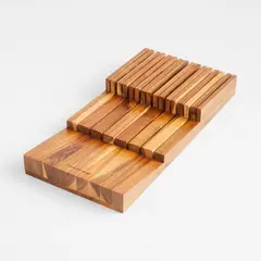 CRATE & BARREL - Bloque de Madera Acacia para Cuchillos 15 Ranuras