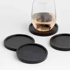 CRATE & BARREL - Set De 4 Posavasos De Madera Tondo