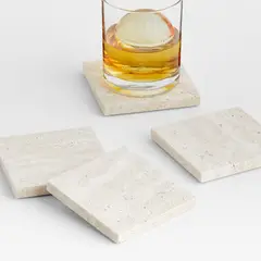 CRATE & BARREL - Set De 4 Posavasos De Travertino