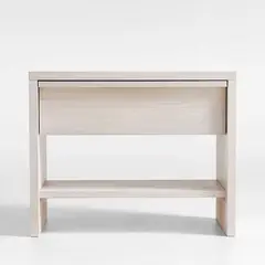 CRATE & BARREL - Mesa de Noche Clemente de Madera con 2 Tomas Corriente 2 Puertos USB 1 Cajón
