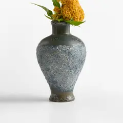 CRATE & BARREL - Jarrón Pompeii De Cerámica Azul 26.7 cm