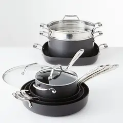 CRATE & BARREL - Juego de Ollas 10 Piezas Antiadherente de Aluminio All-Clad